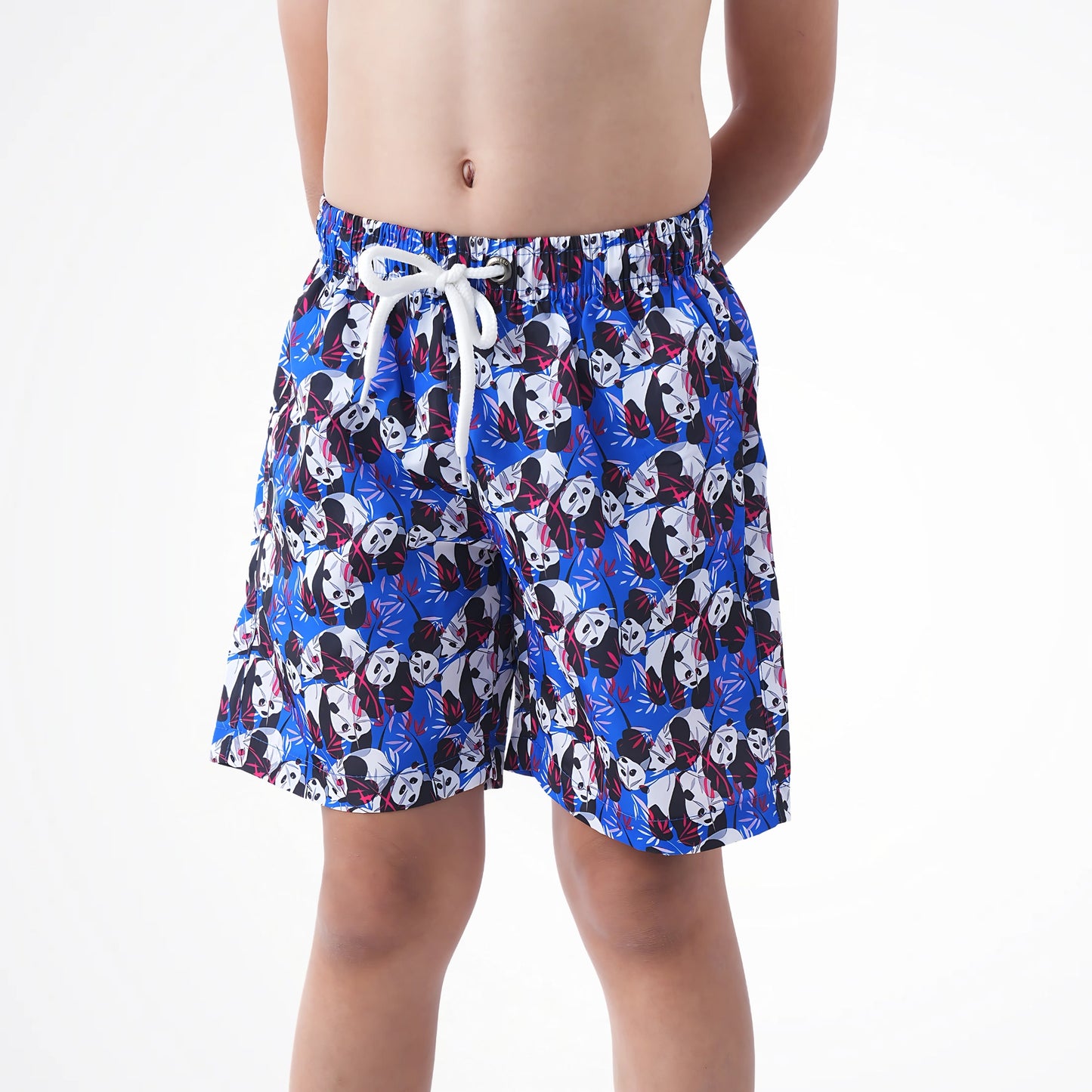 Panda Pattern Blue Microfiber Swimshort