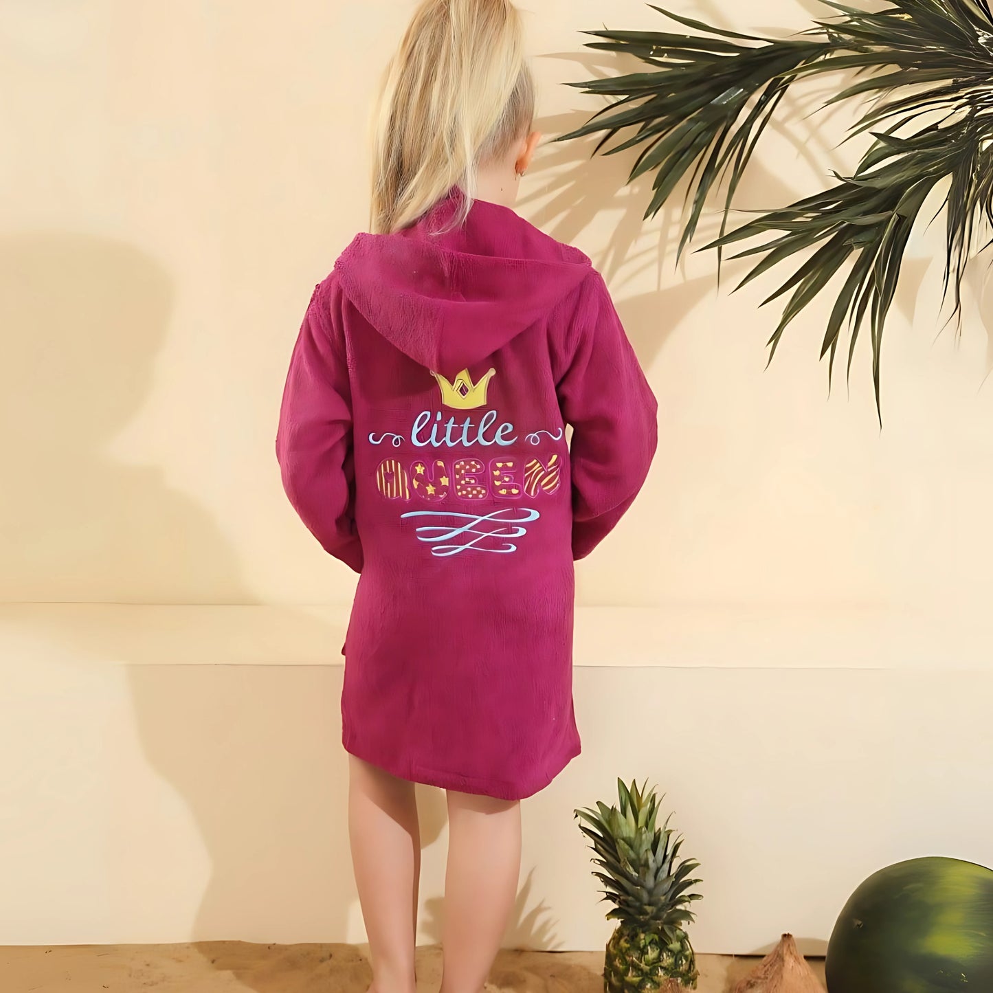 Little Queen Purple Cotton Swim Robe