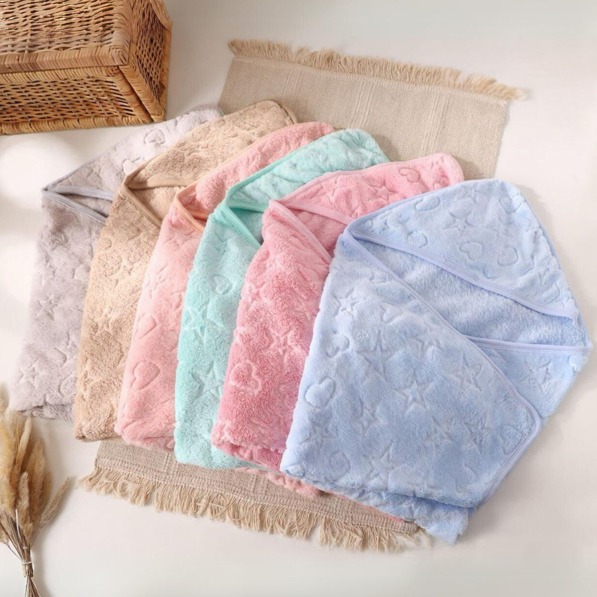 Star & Heart Blue Fleece Baby Blanket