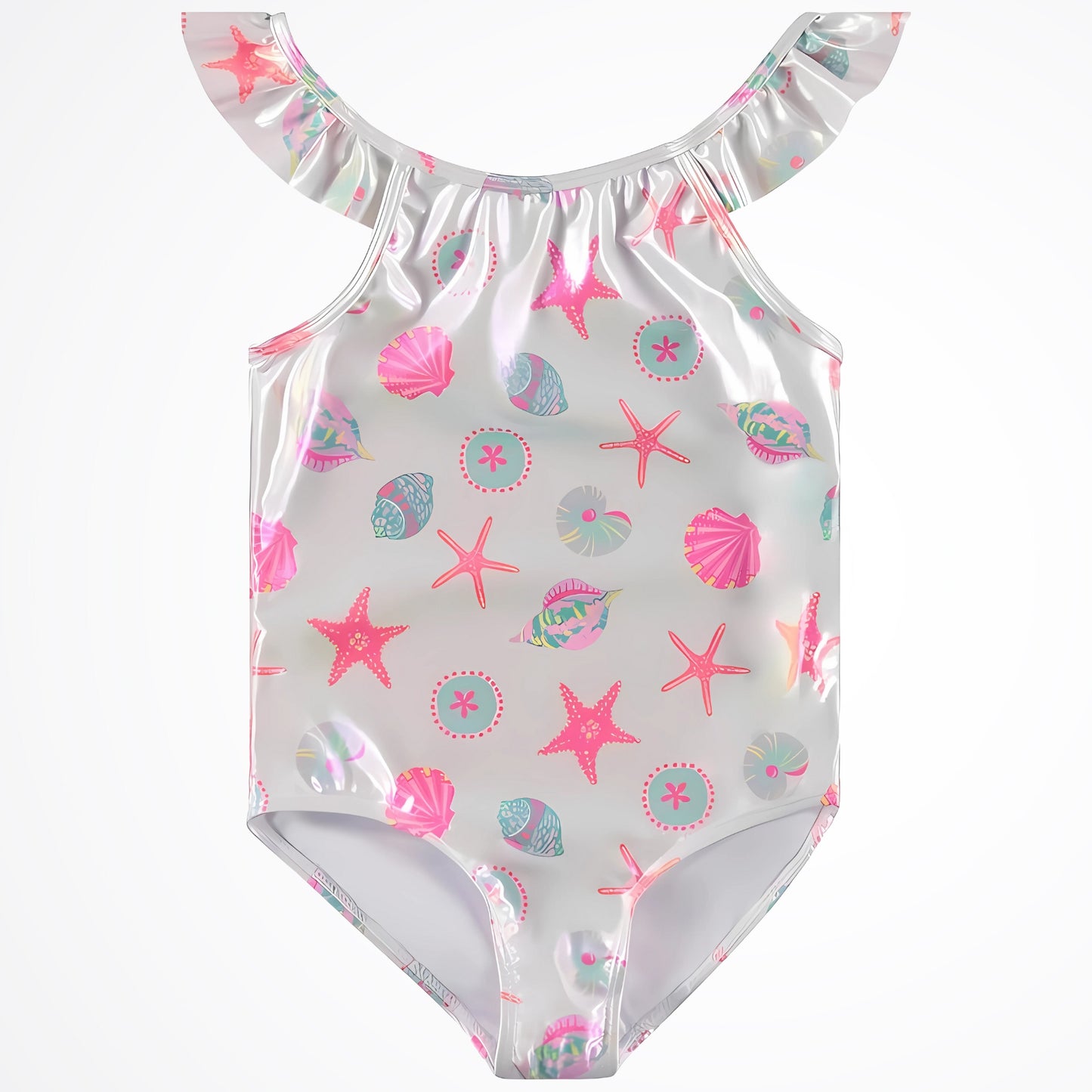 Star Fish & Sea Shells White Swimsuit