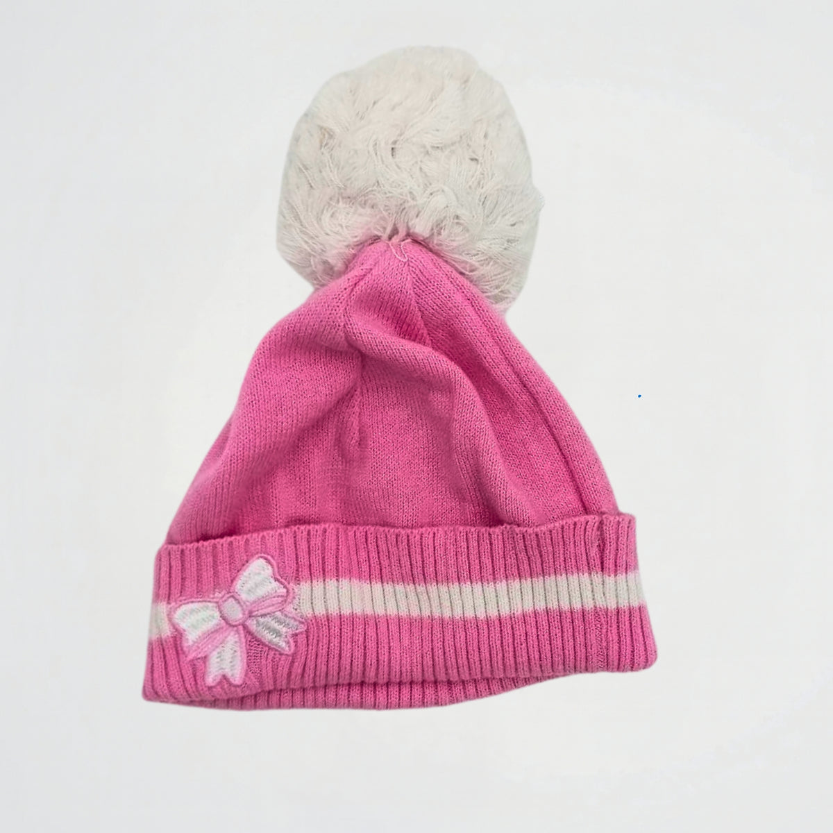 Bowknot Striped Pink Fleece Ice Cap