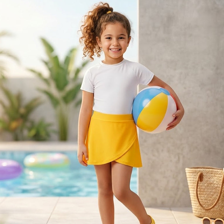 Basic Orange Lycra Swim Skirt
