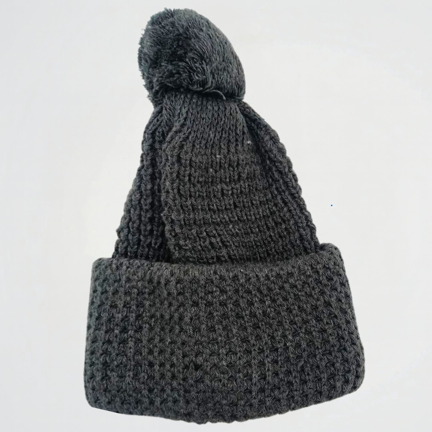 Pom-Pom Grey Wool Ice Cap