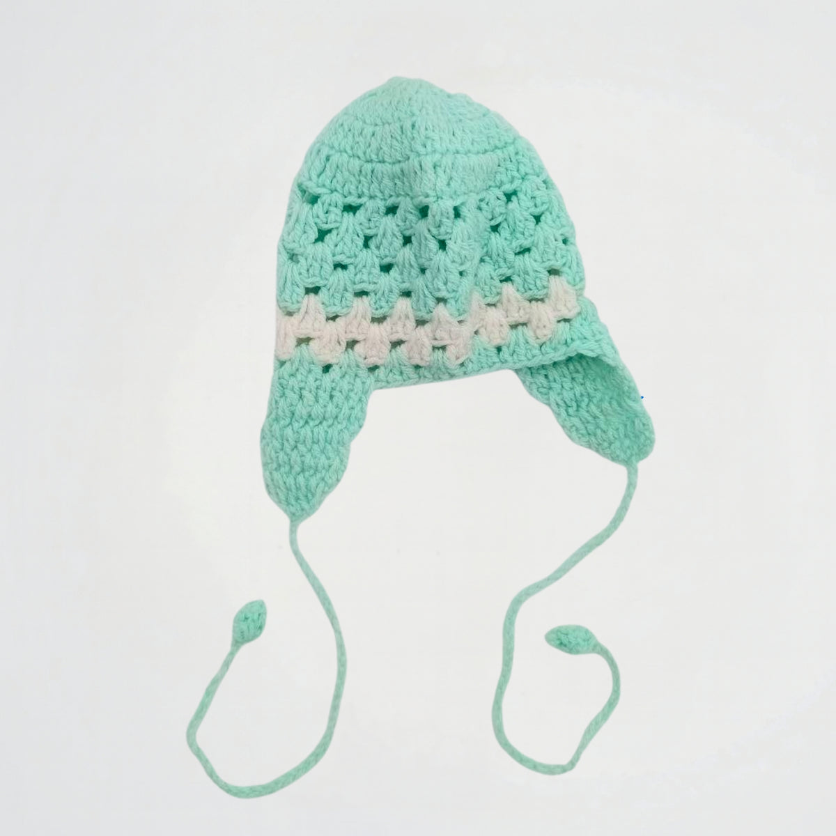 Striped Turquoise Wool Ice Cap