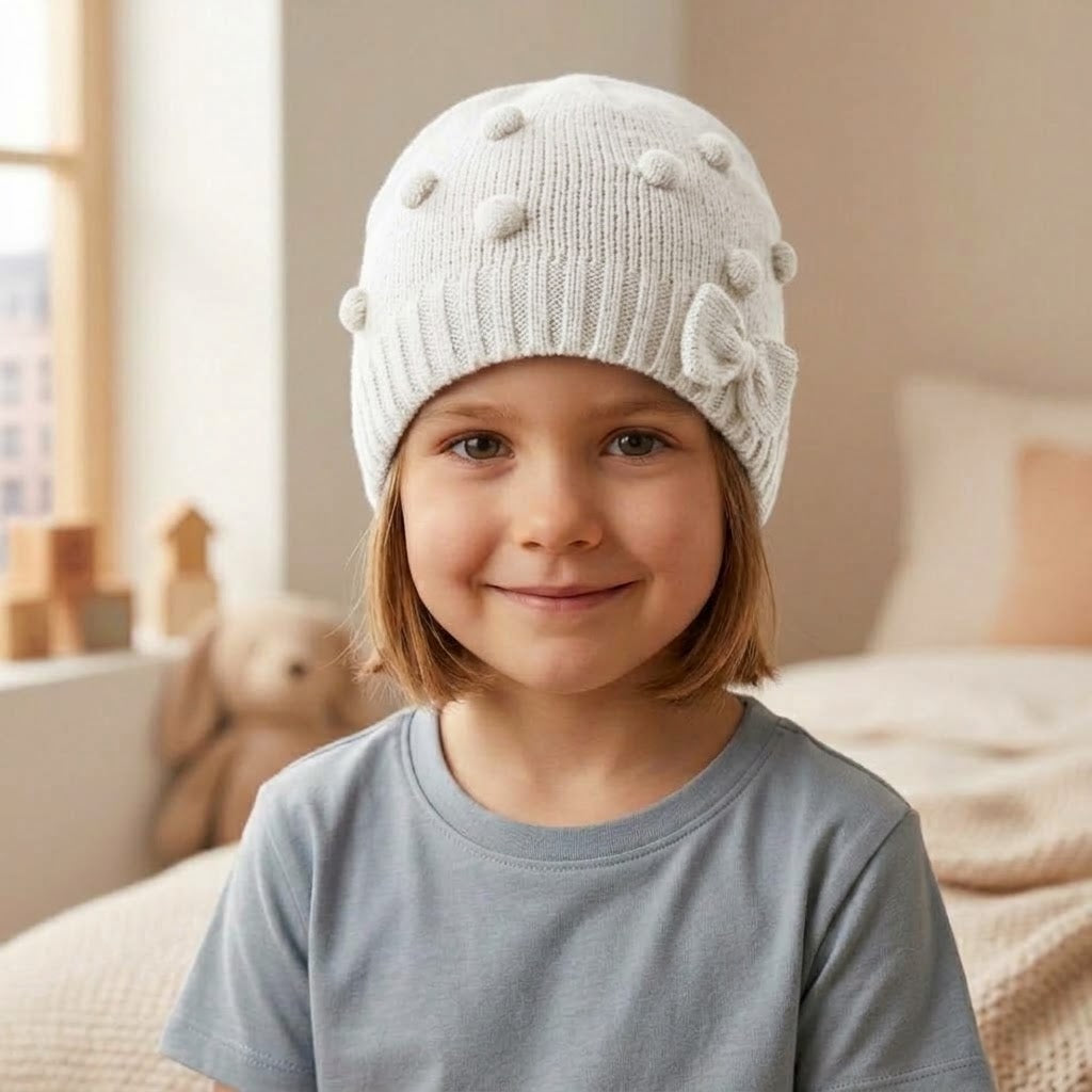 Cute Bowknot Navy Fleece Ice Cap