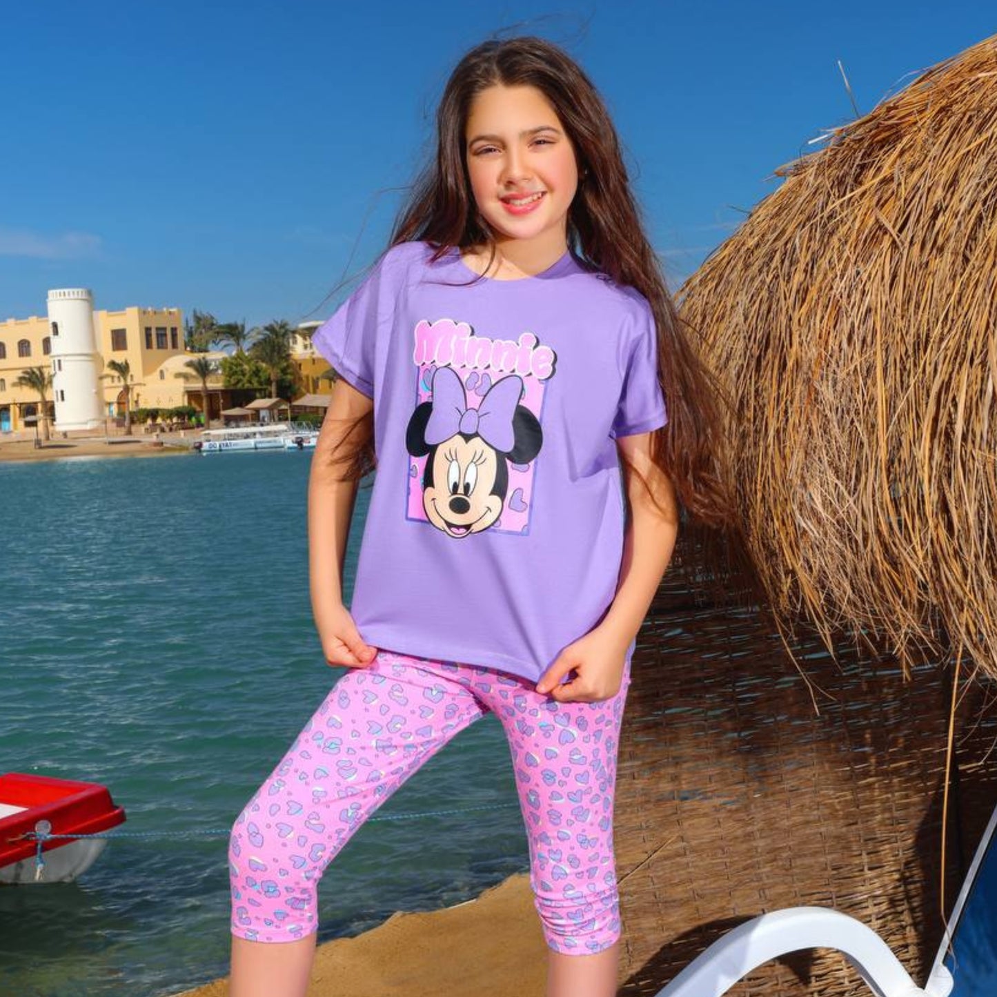 Minnie Mouse Purple Cotton Bermuda Pyjama Set