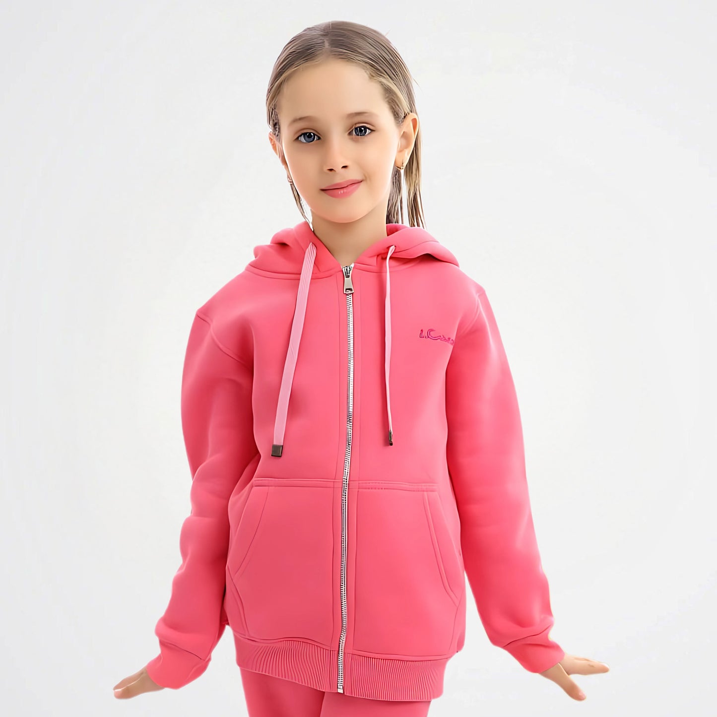 Basic Pink Cotton Zipper Jacket