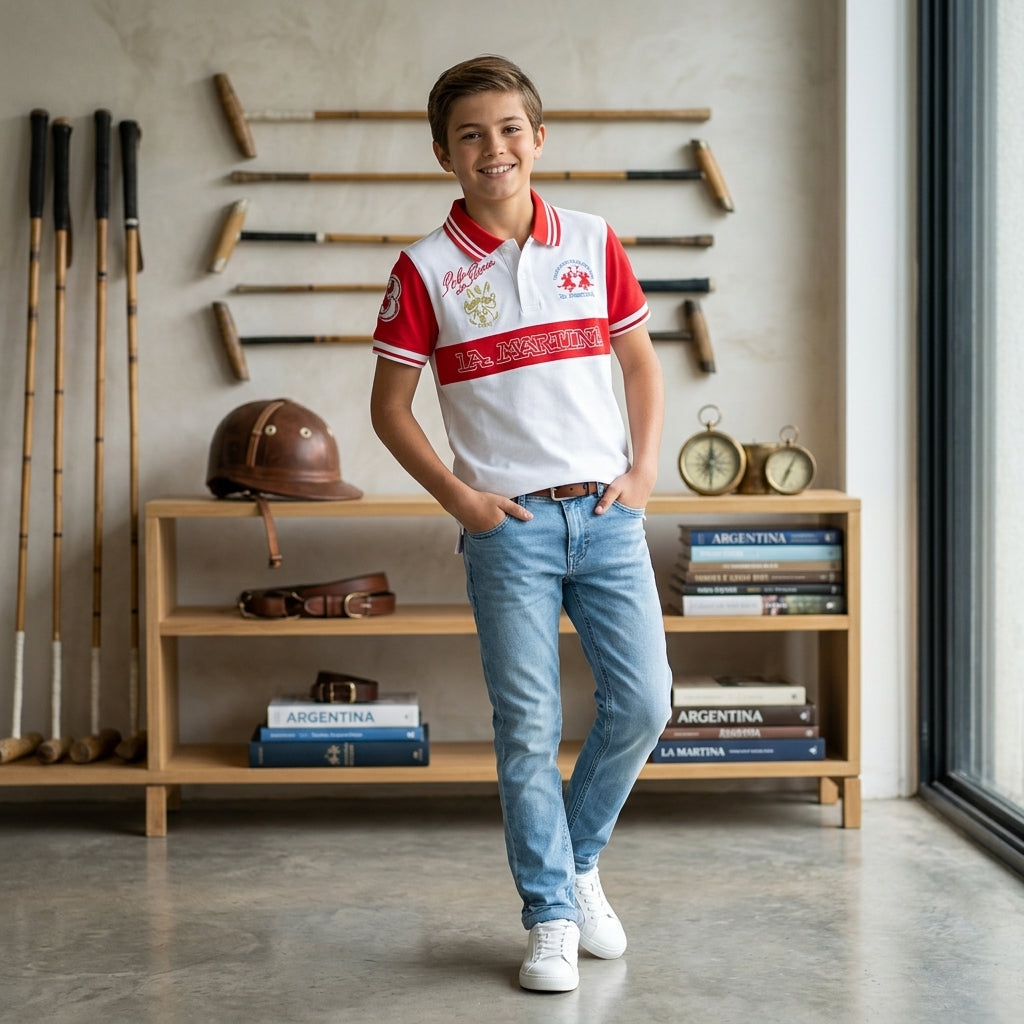 Striped Cotton Short-Sleeved Polo Shirt