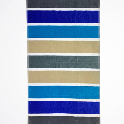 Greenwich Polo Club Striped Blue/Beige Cotton Beach Towel