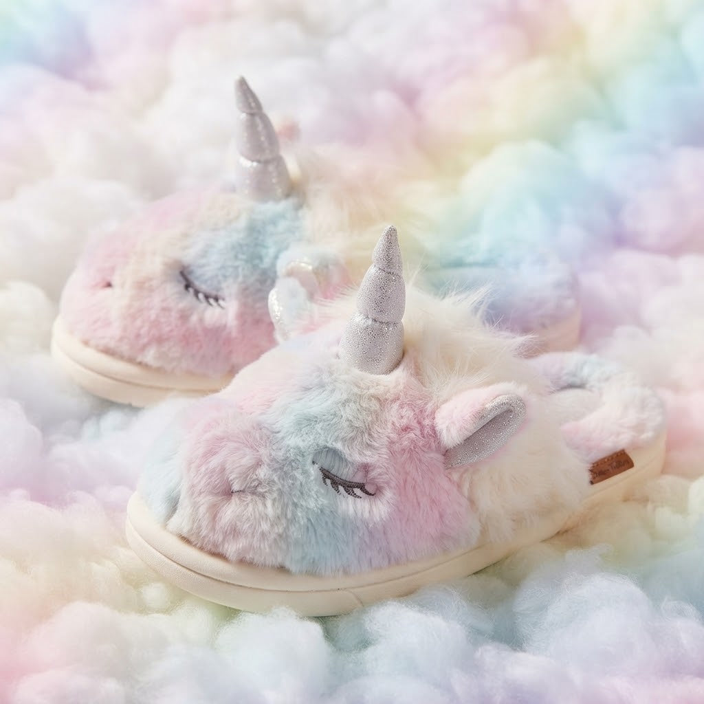 Unicorn Plush Slippers (Model 2)