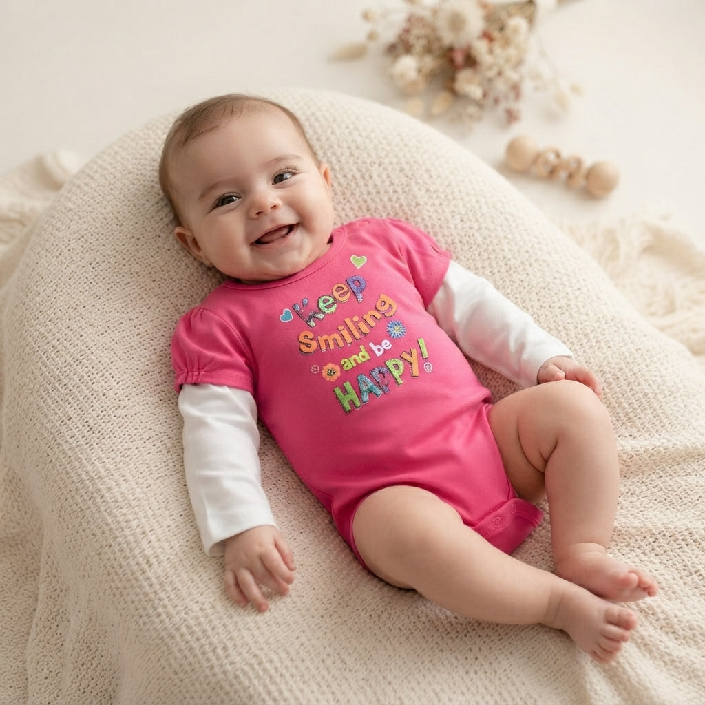 Keep Smiling And Be Happy Cotton Bodysuit
