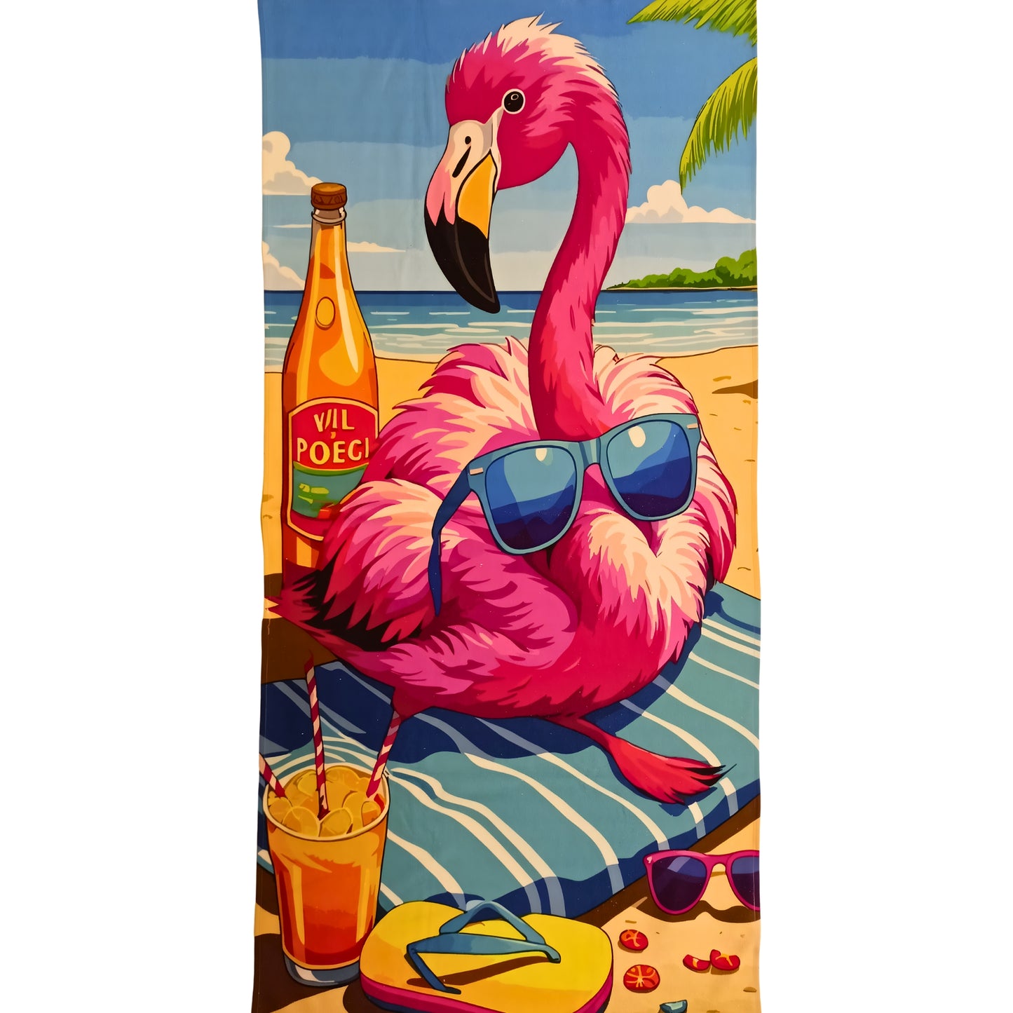Flamingo Vibes Beach Microfiber Beach Towel
