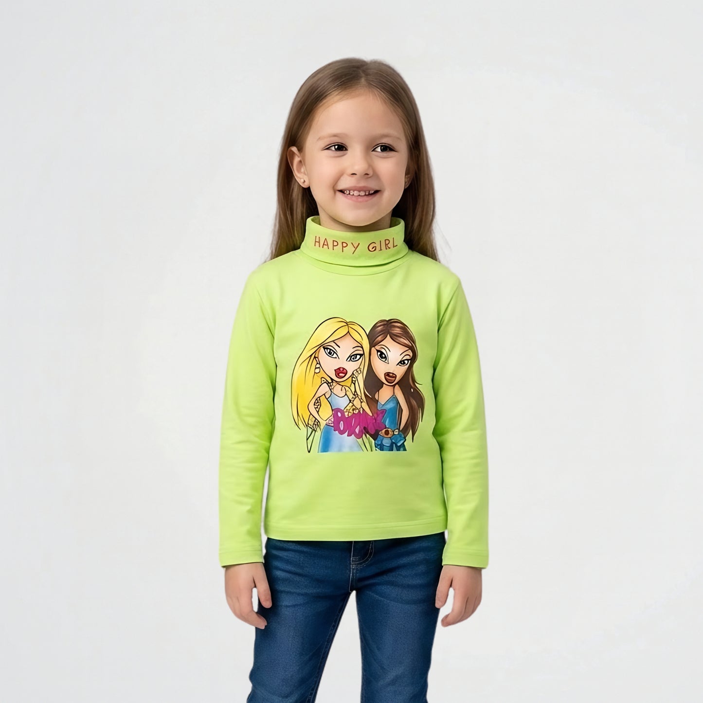 Barbie Green Fleece Roll Neck Pullover