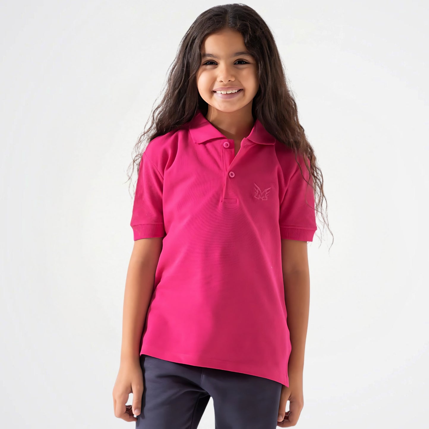 Basic Fuchsia Cotton Short-Sleeved Polo Shirt