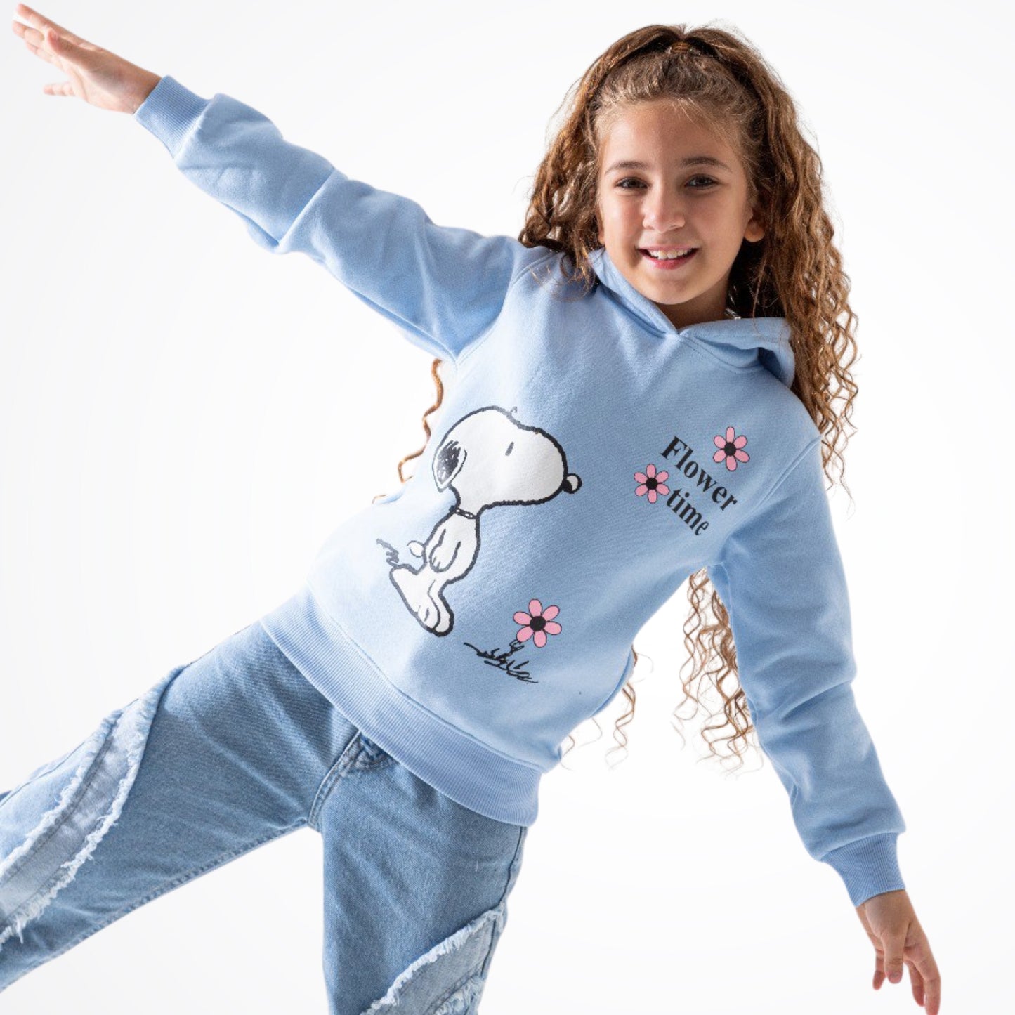Snoopy Light Blue Cotton Hoodie