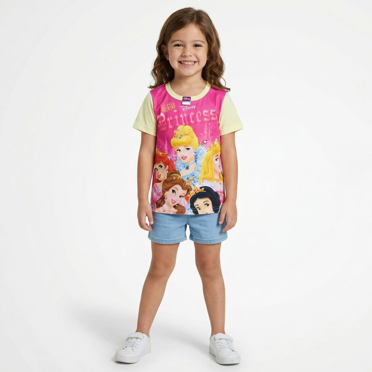 Disney Princess Yellow Cotton T-Shirt (Model 1)