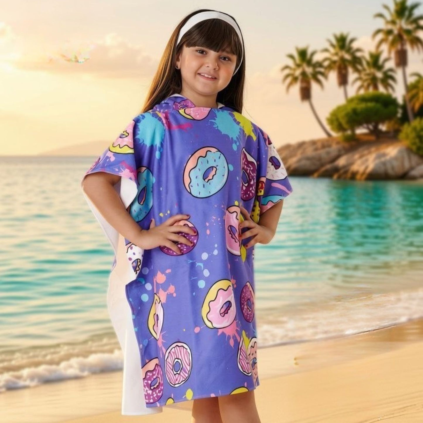 Donuts Microfiber Beach Poncho