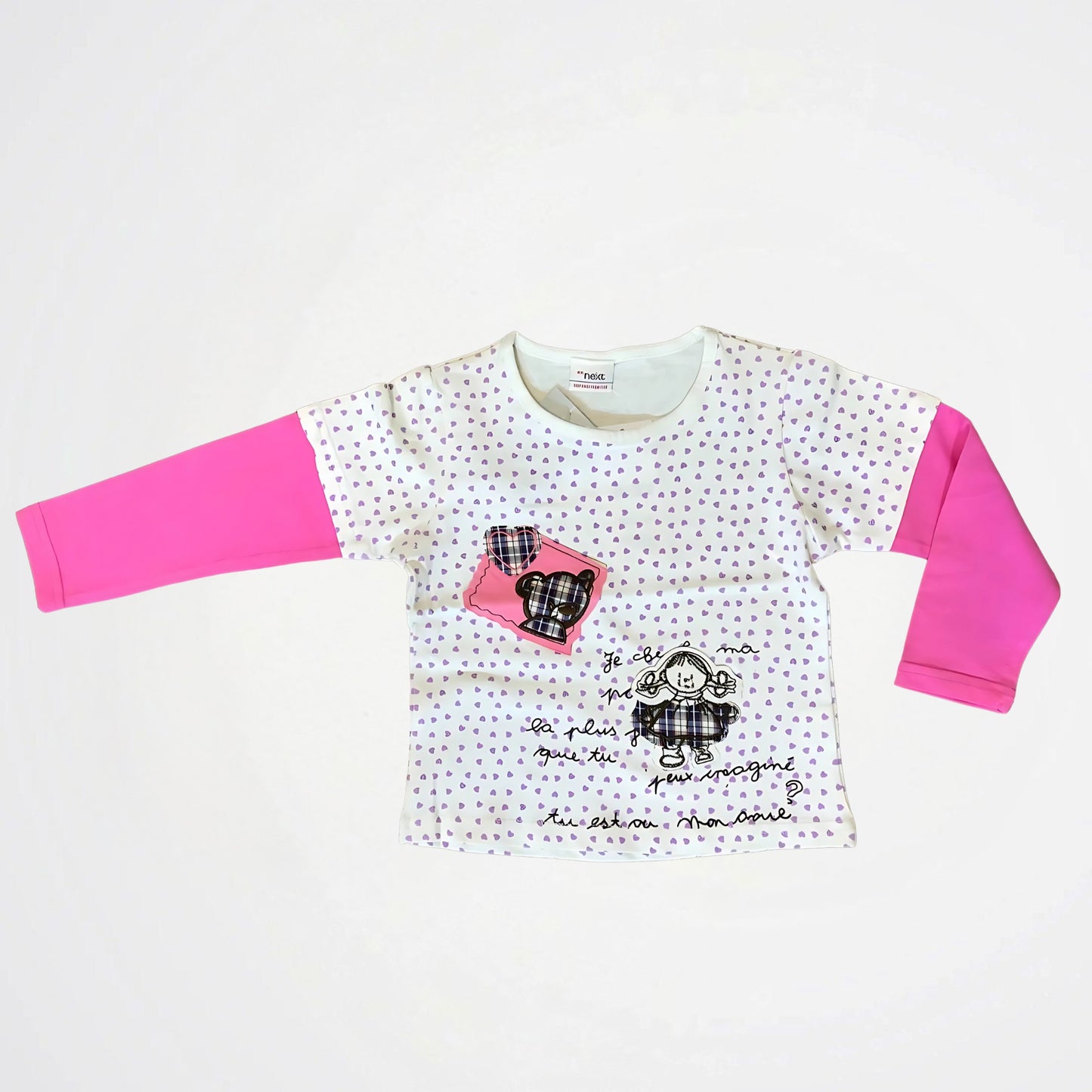 Teddy Bear White/Fuchsia Cotton T-Shirt