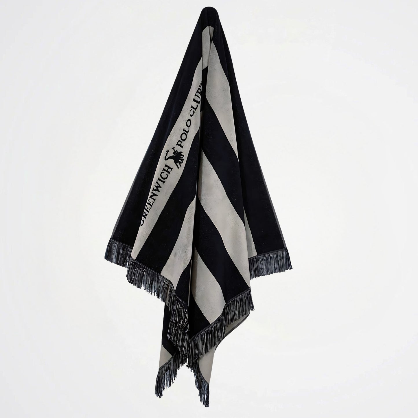 Greenwich Polo Club Striped Black Cotton Beach Towel