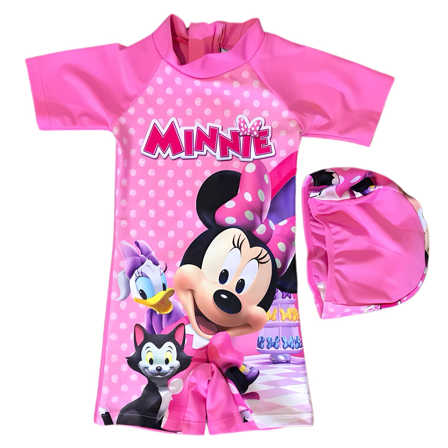 Minnie Mouse & Daisy Pink Rash Guard Swimsuit