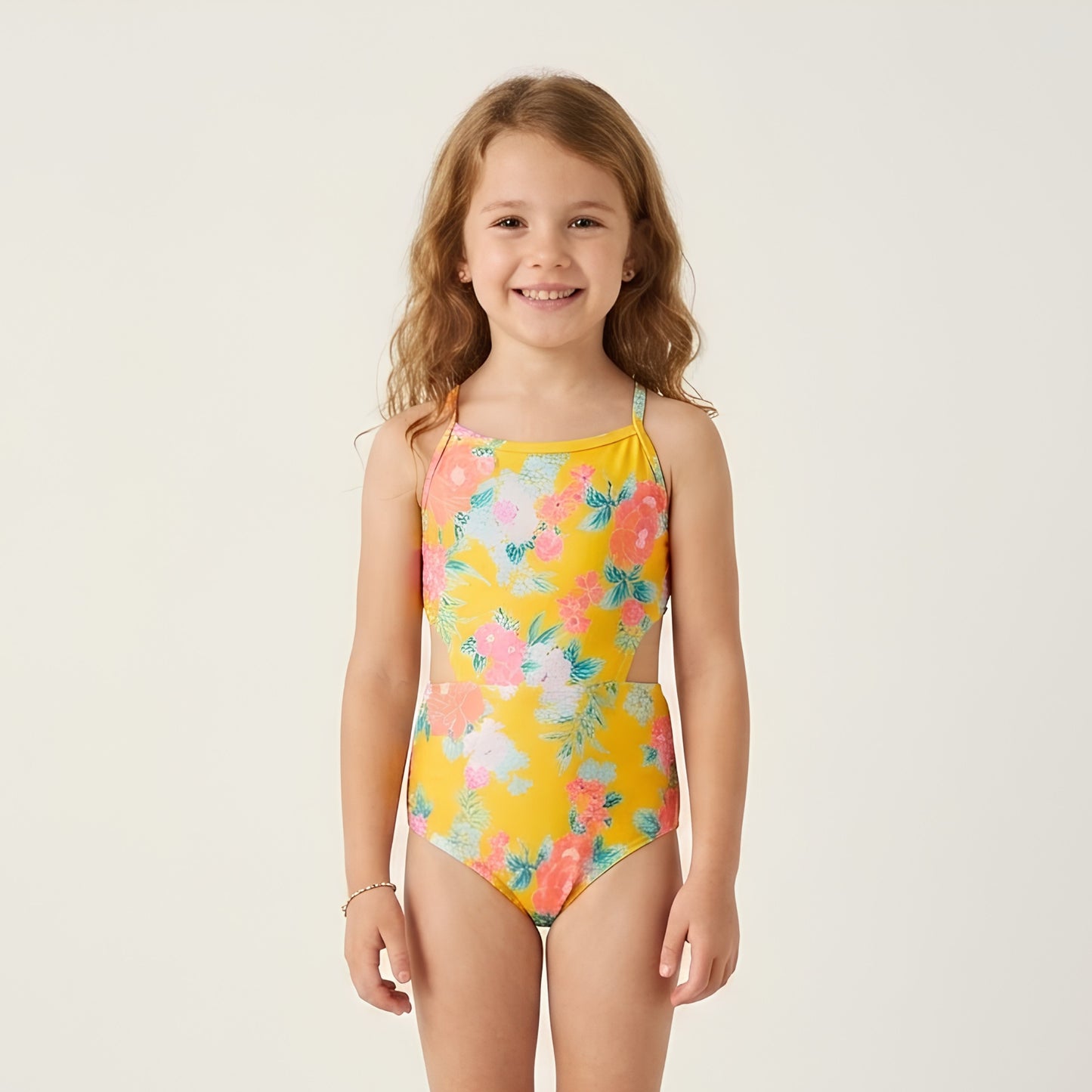 Floral Yellow Swimsuit (Model 2)