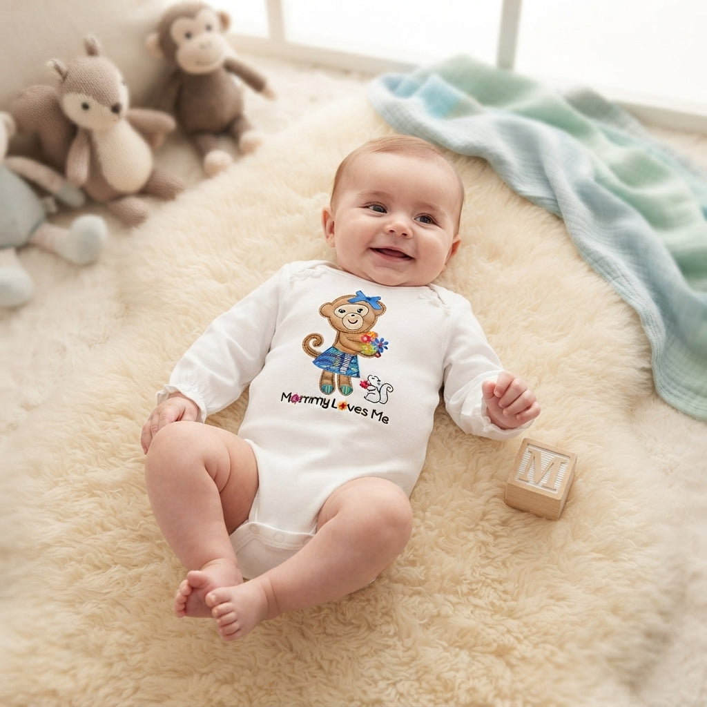Mommy Loves Me White Cotton Bodysuit
