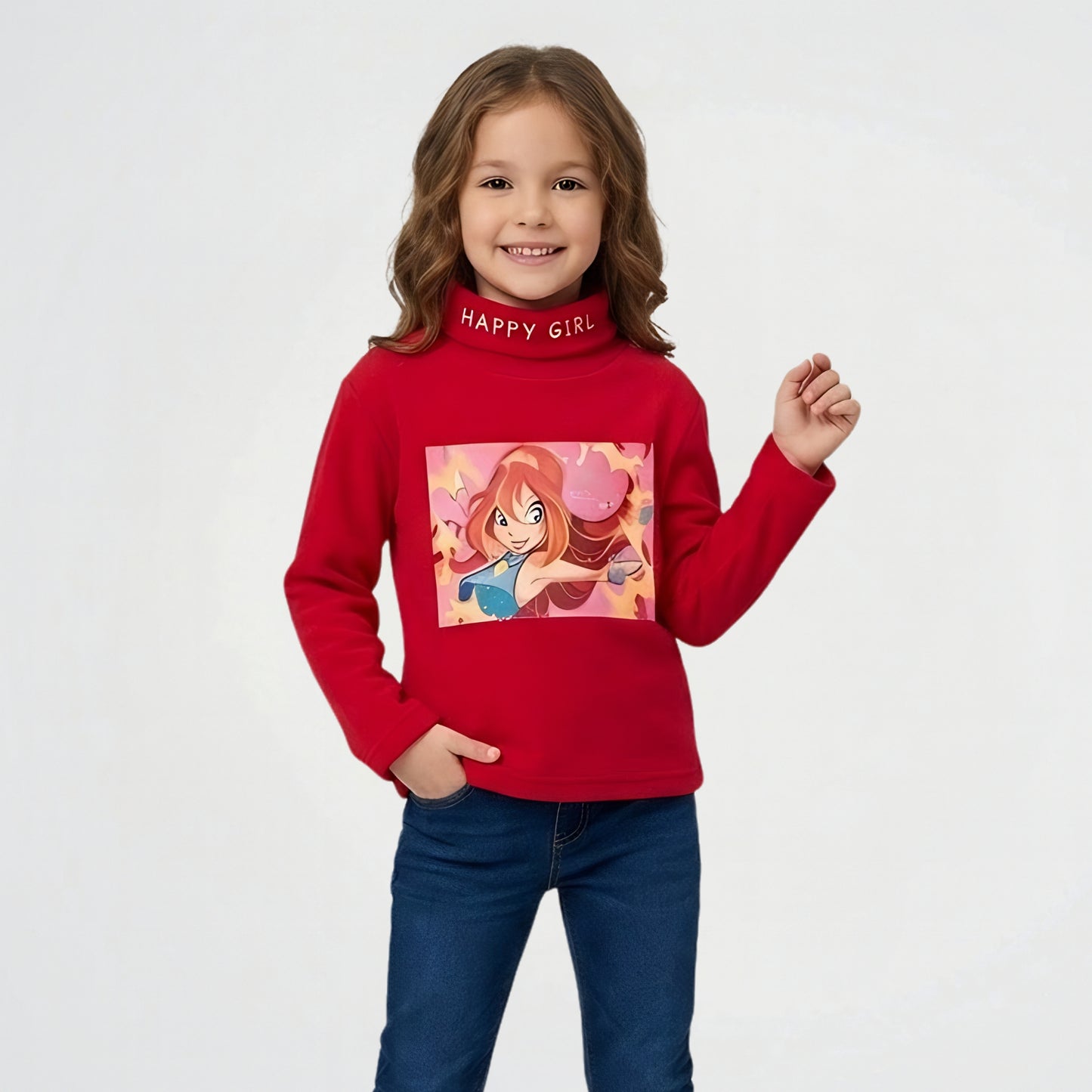 Kim Possible Red Fleece Roll Neck Pullover