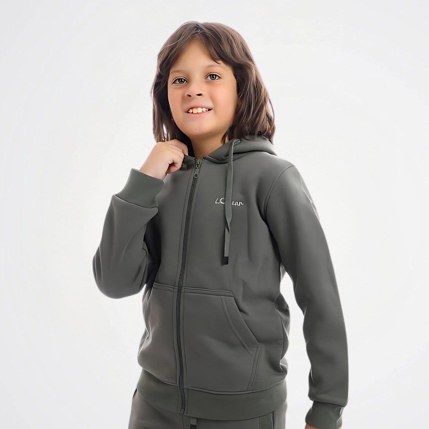 Basic Olive Green Cotton Zipper Jacket