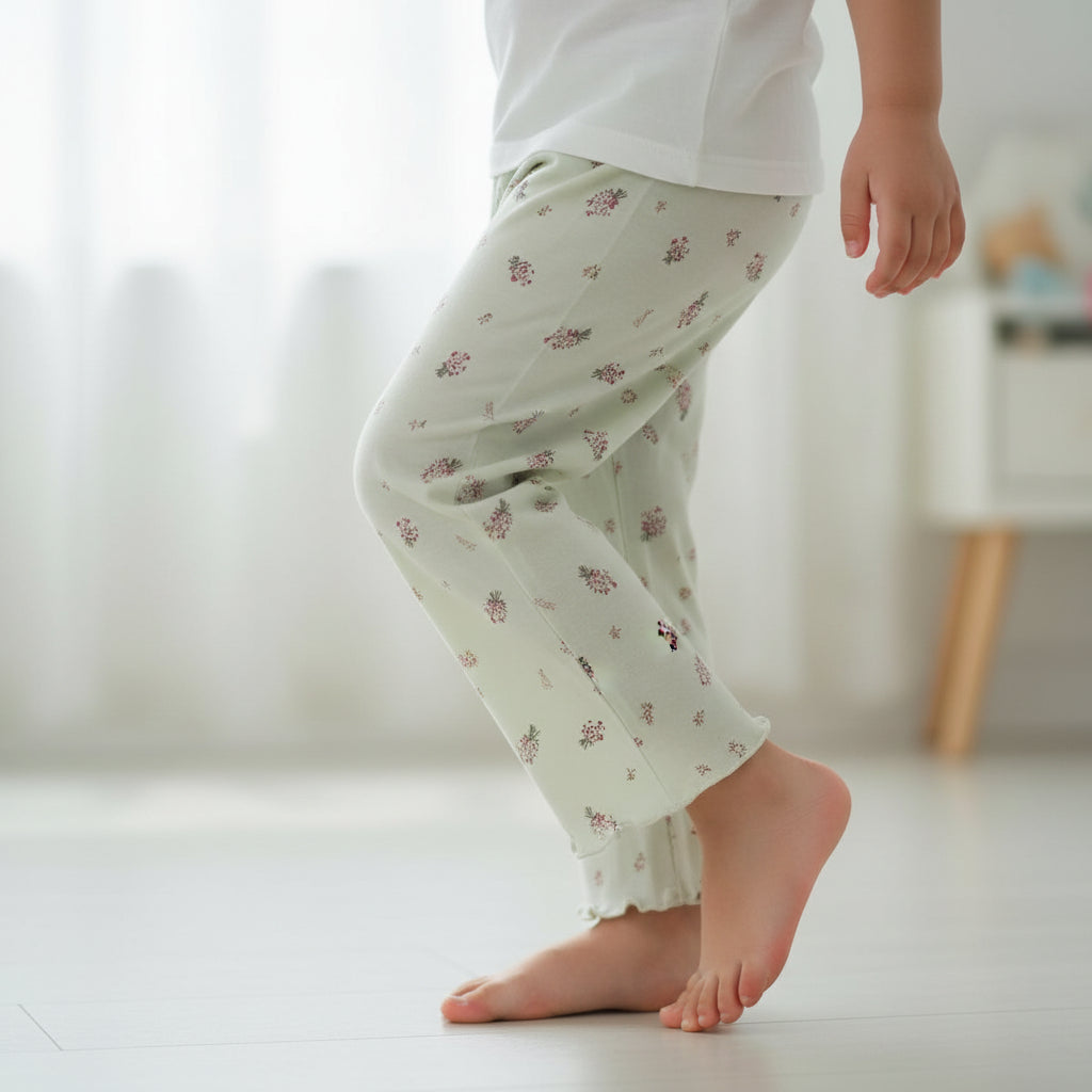 Floral Pattern Off White Cotton Pyjama Pants
