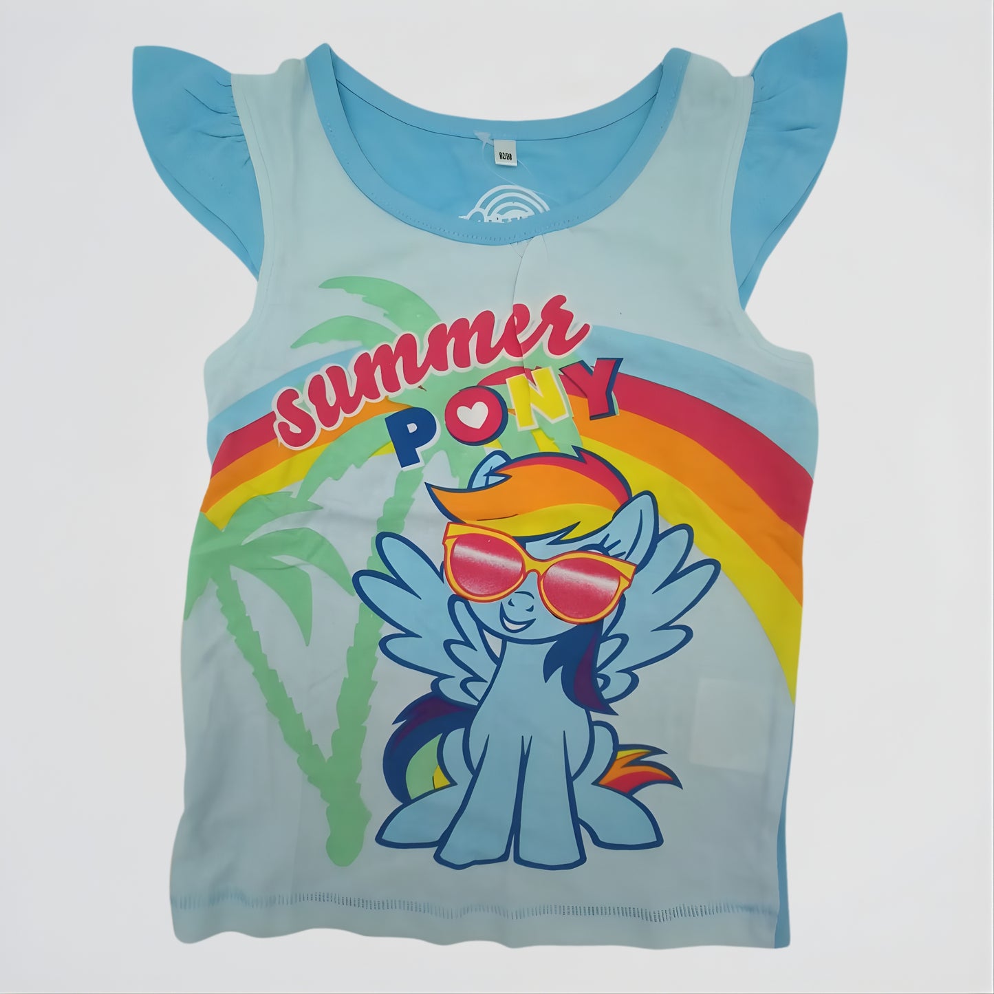 Summer Pony Light Blue Cotton T-Shirt