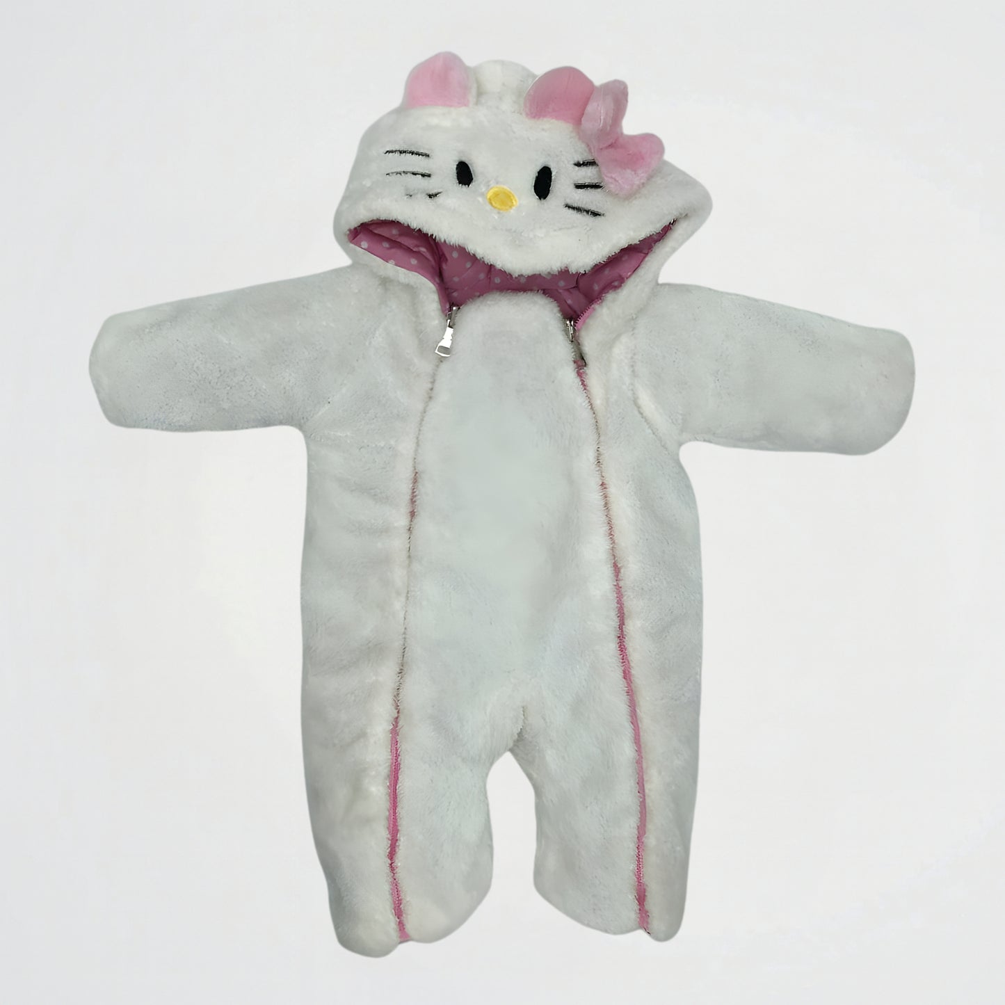 Hello Kitty Pink/White Double Faced Puffer Hooded Rainsuit