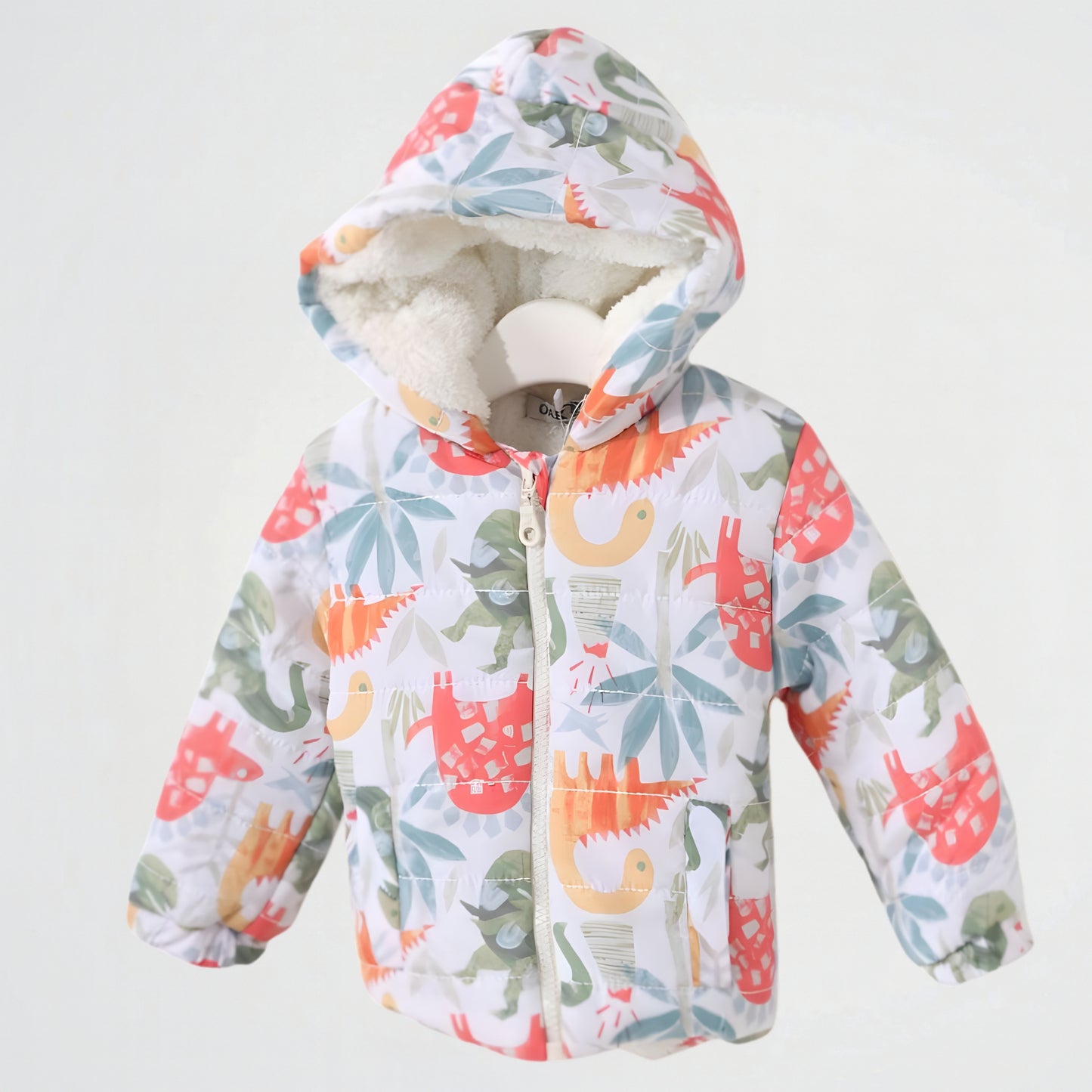 Dinosaurs White Lined Puffer Jacket (Model 2)