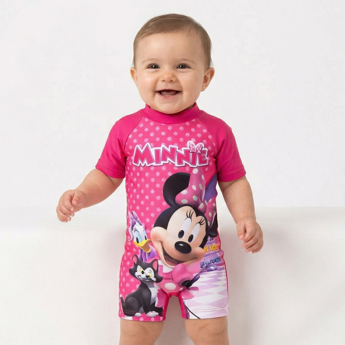 Minnie Mouse & Daisy Fuchsia Rash Guard Swimsuit