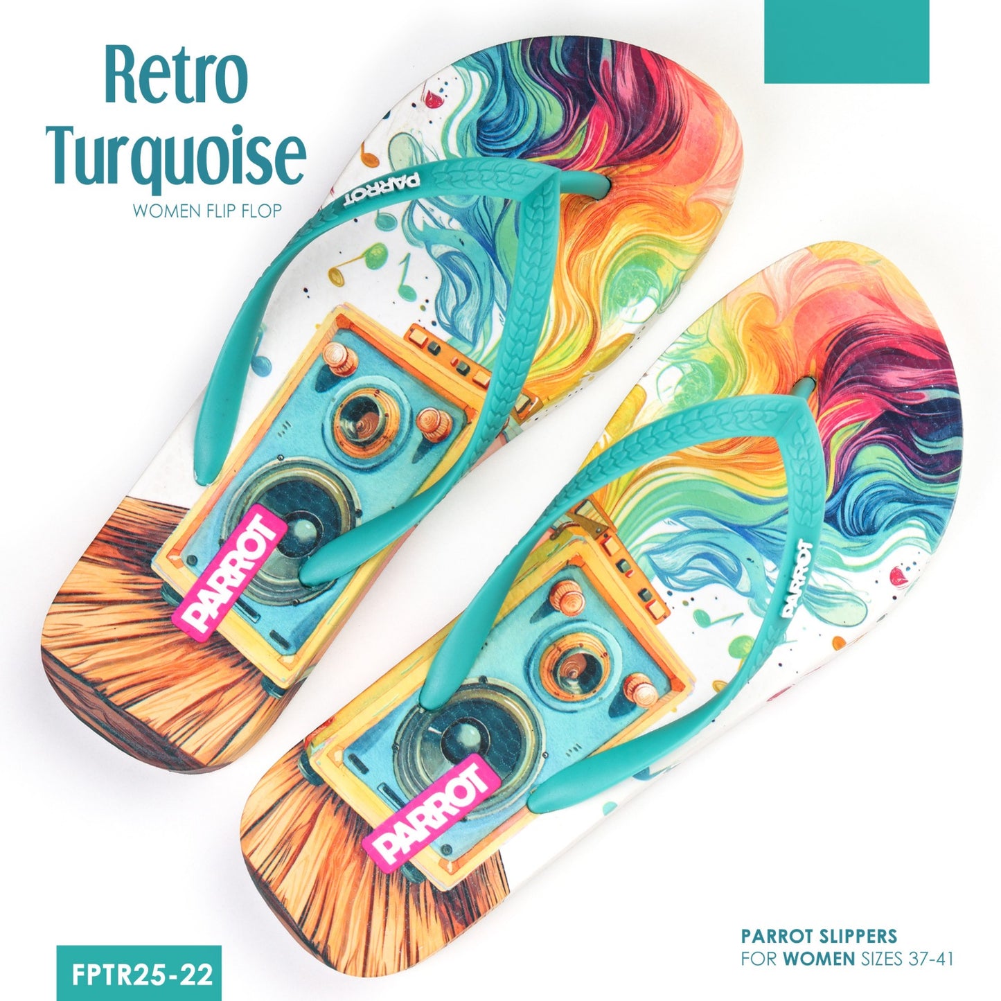 Parrot Retro Turquoise Flipflop
