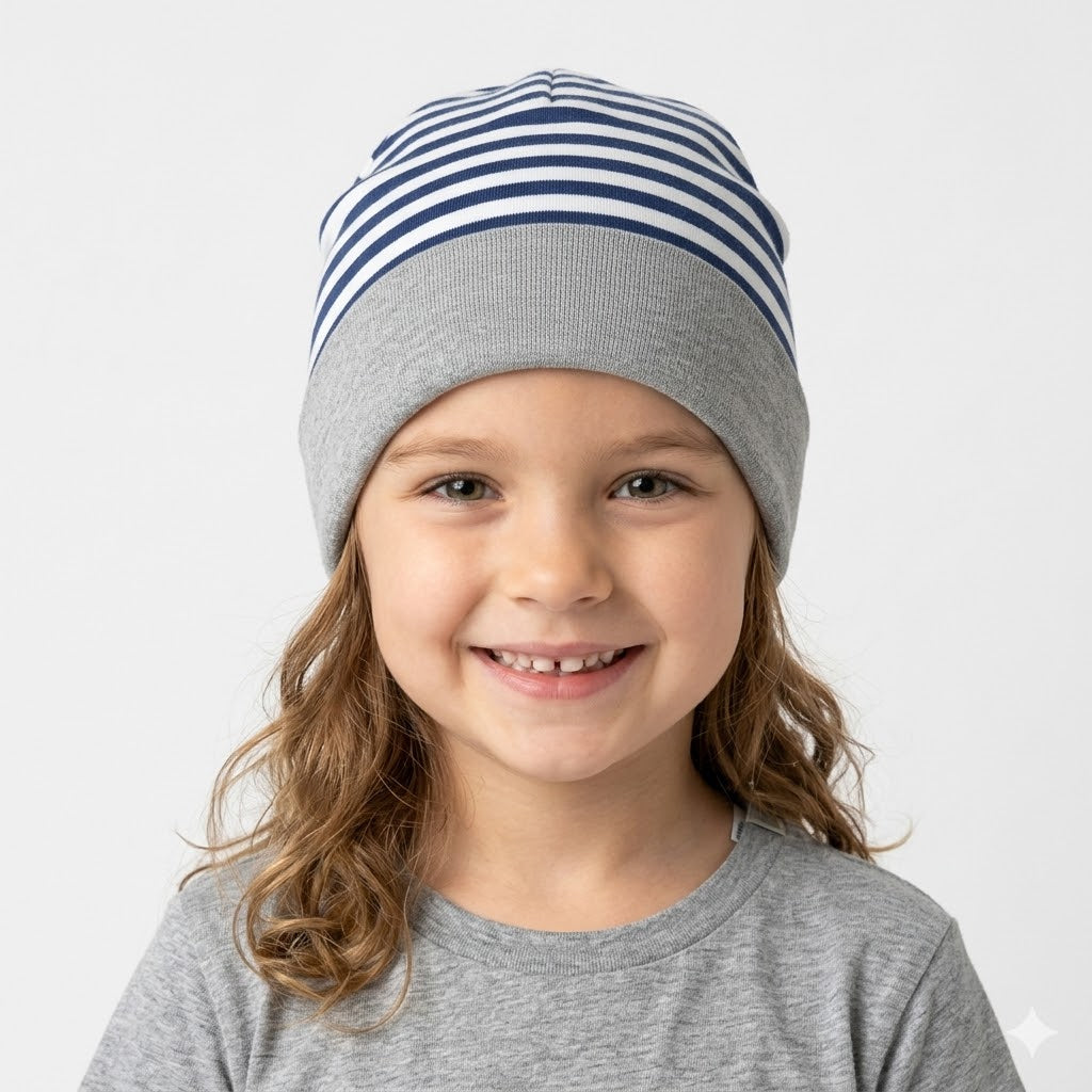 Striped Blue/White Fleece Ice Cap