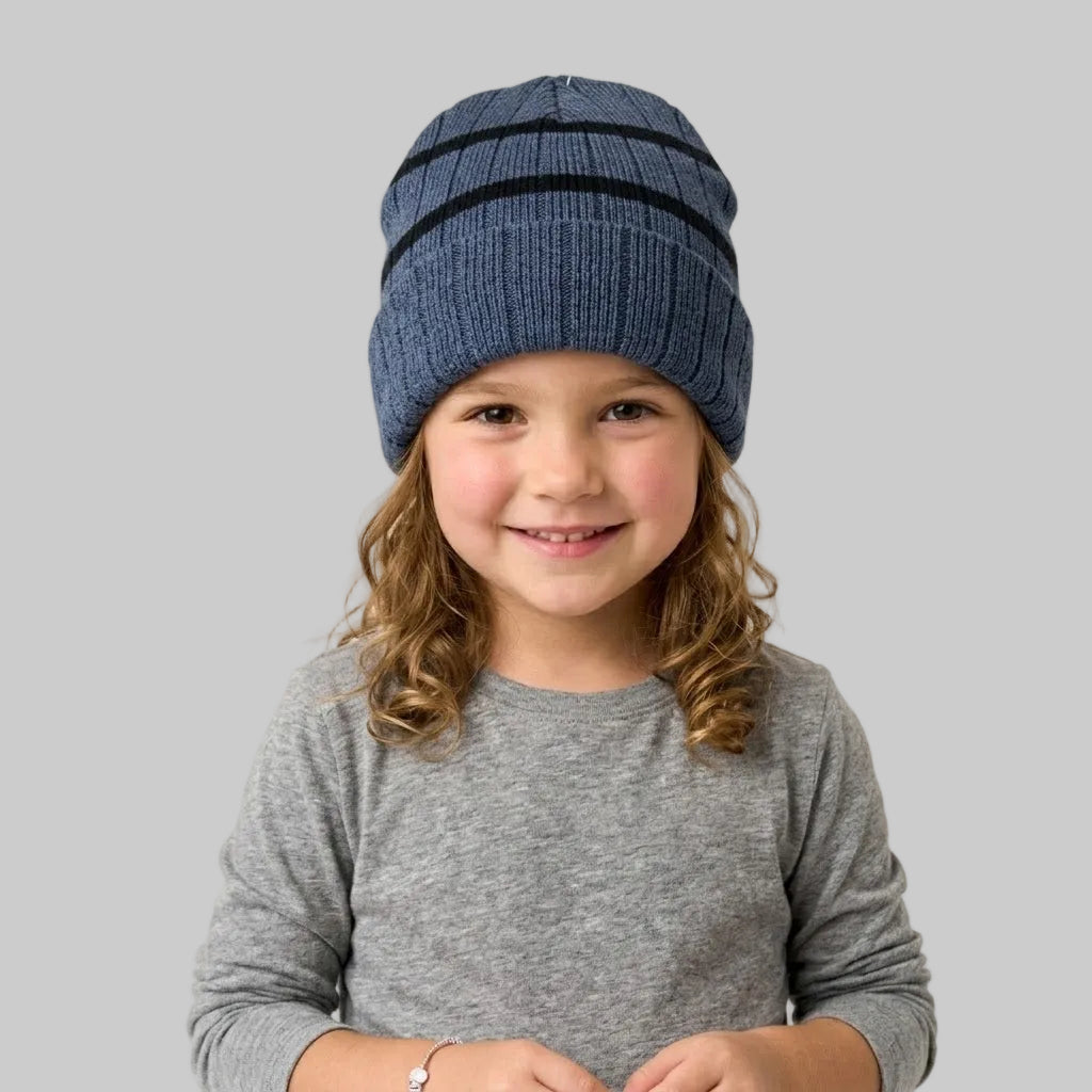 Striped Dark Blue Fleece Ice Cap