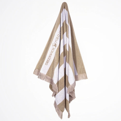 Greenwich Polo Club Striped Beige Cotton Beach Towel