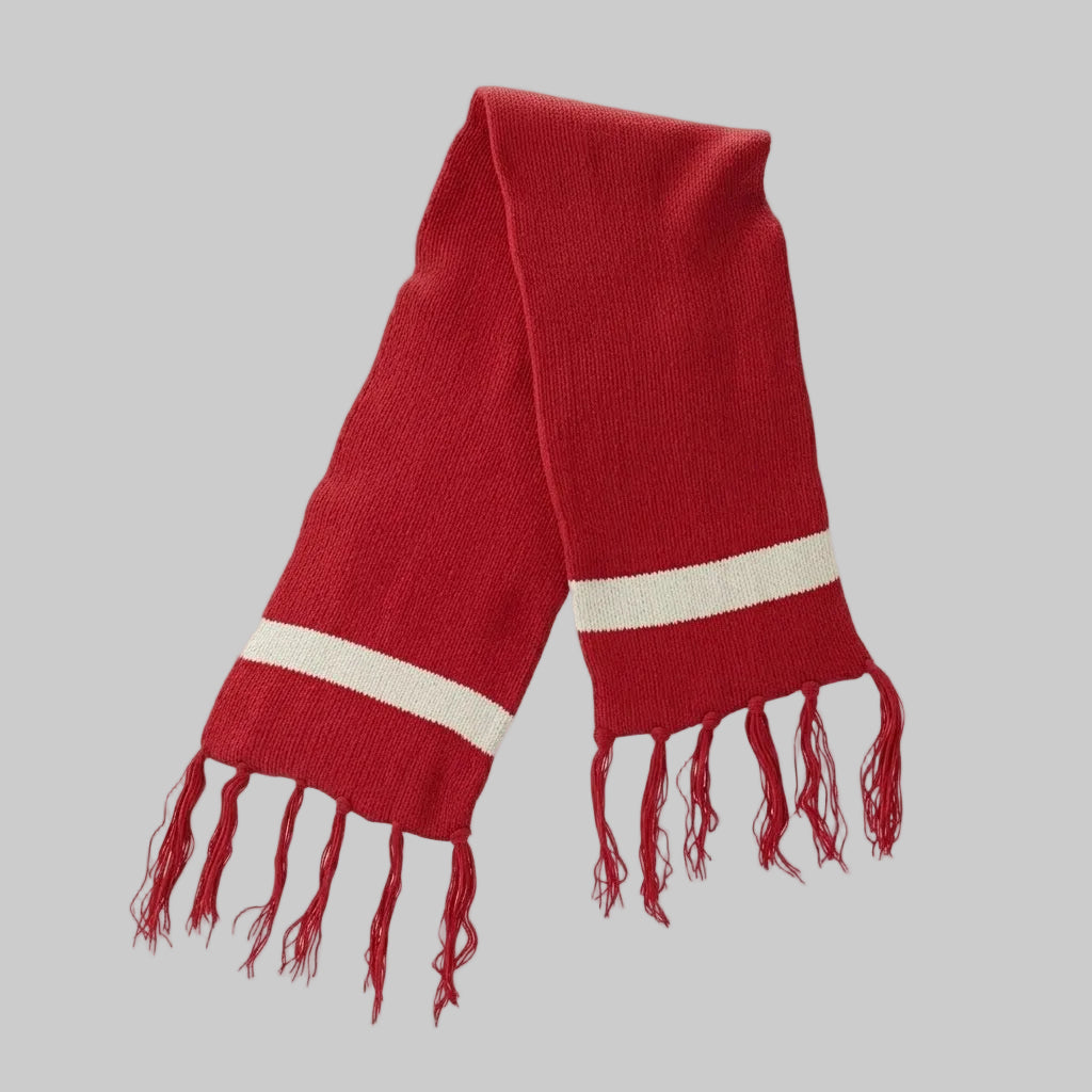 Basic Striped Red Knitwear Scarf