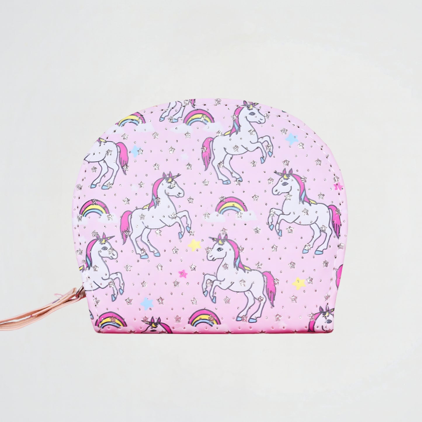 Unicorn Pattern Pink Oval Zipper Wallet