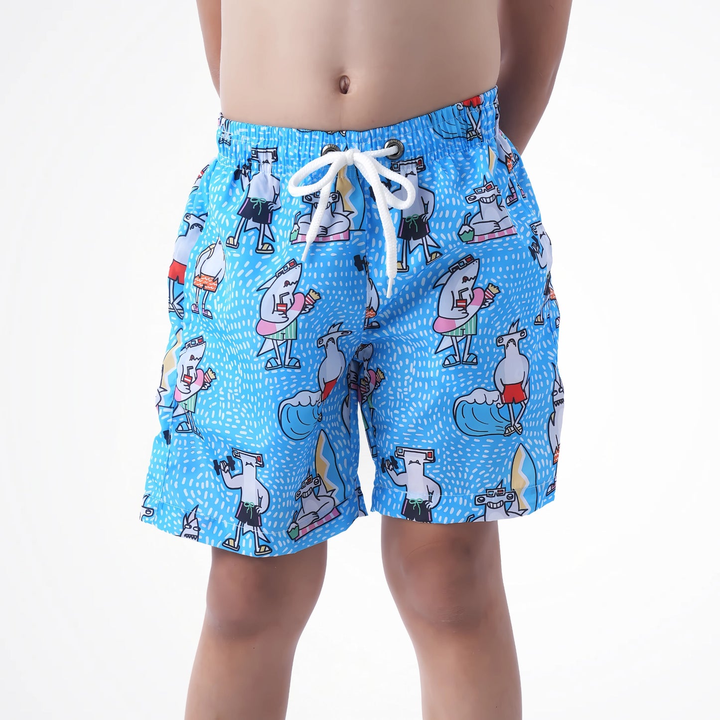 Shark Activity Light Blue Microfiber Swimshort