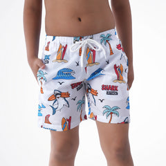 Shark Attack White Microfiber Swimshort