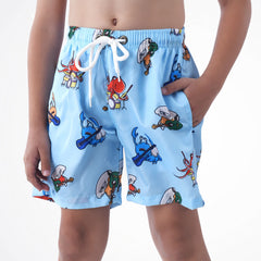 Animal Band Light Blue Microfiber Swimshort