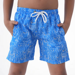 Monster Doodle Light Blue Microfiber Swimshort