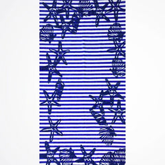 Stars And Shells Striped Blue/Blue Cotton Beach Towel