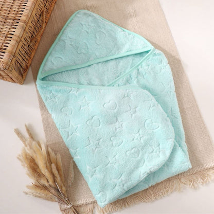 Star & Heart Turquoise Fleece Baby Blanket