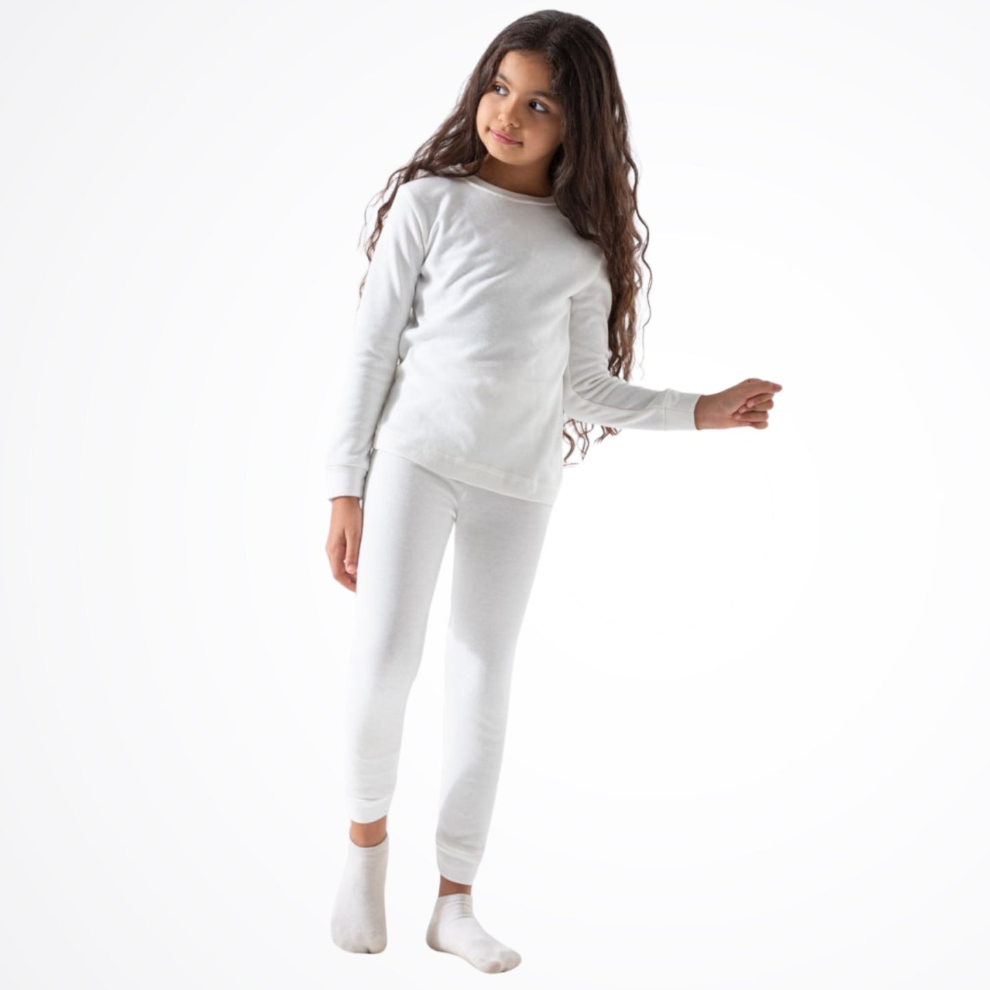 Basic White Cotton Thermal Pyjama Set