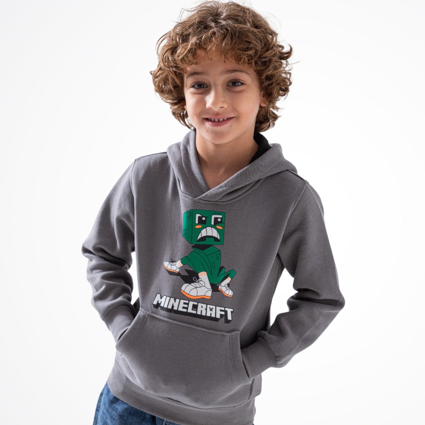 Minecraft Grey Cotton Hoodie