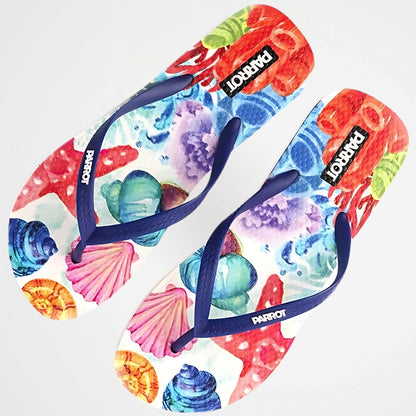 Parrot Sea Shells Blue Flipflop