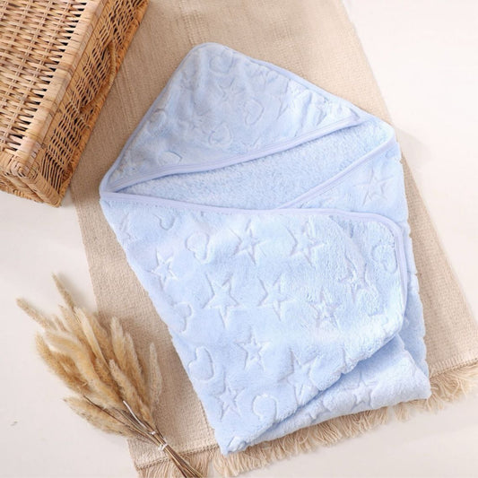 Star & Heart Blue Fleece Baby Blanket