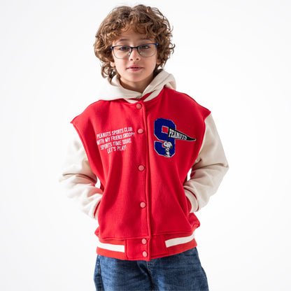 Snoopy Red Cotton Baseball Jacket